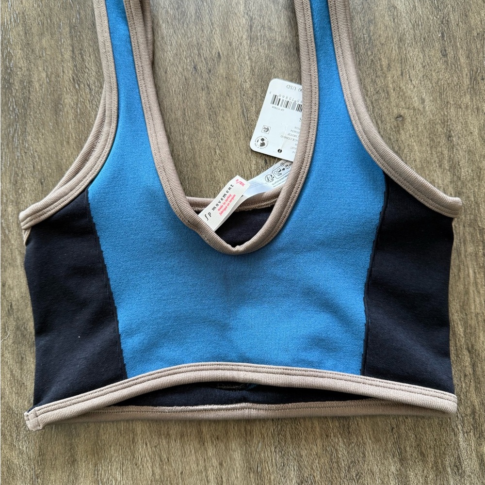 NWT Free People Movement Blow Your Mind Black and Blue Sports Bra Size XS - Picture 6 of 8
